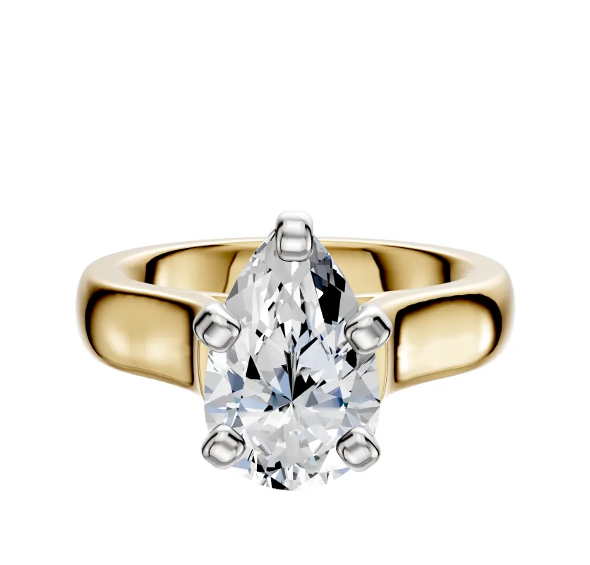 18K Two Tone 4 Prong Cathedral Dome 4.0mm Engagement Ring sold by Promise By Effy
