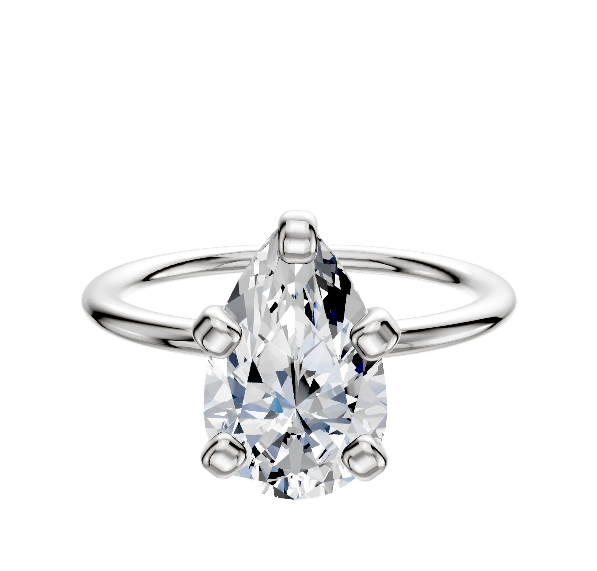 14K White Gold 4 Prong Classic Dome 1.5mm Engagement Ring sold by Promise By Effy