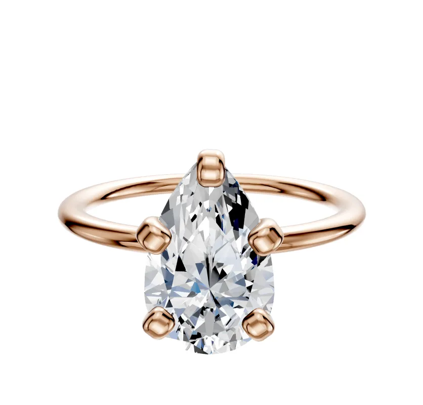 14K Rose Gold 4 Prong Classic Dome 1.5mm Engagement Ring made by Promise By Effy