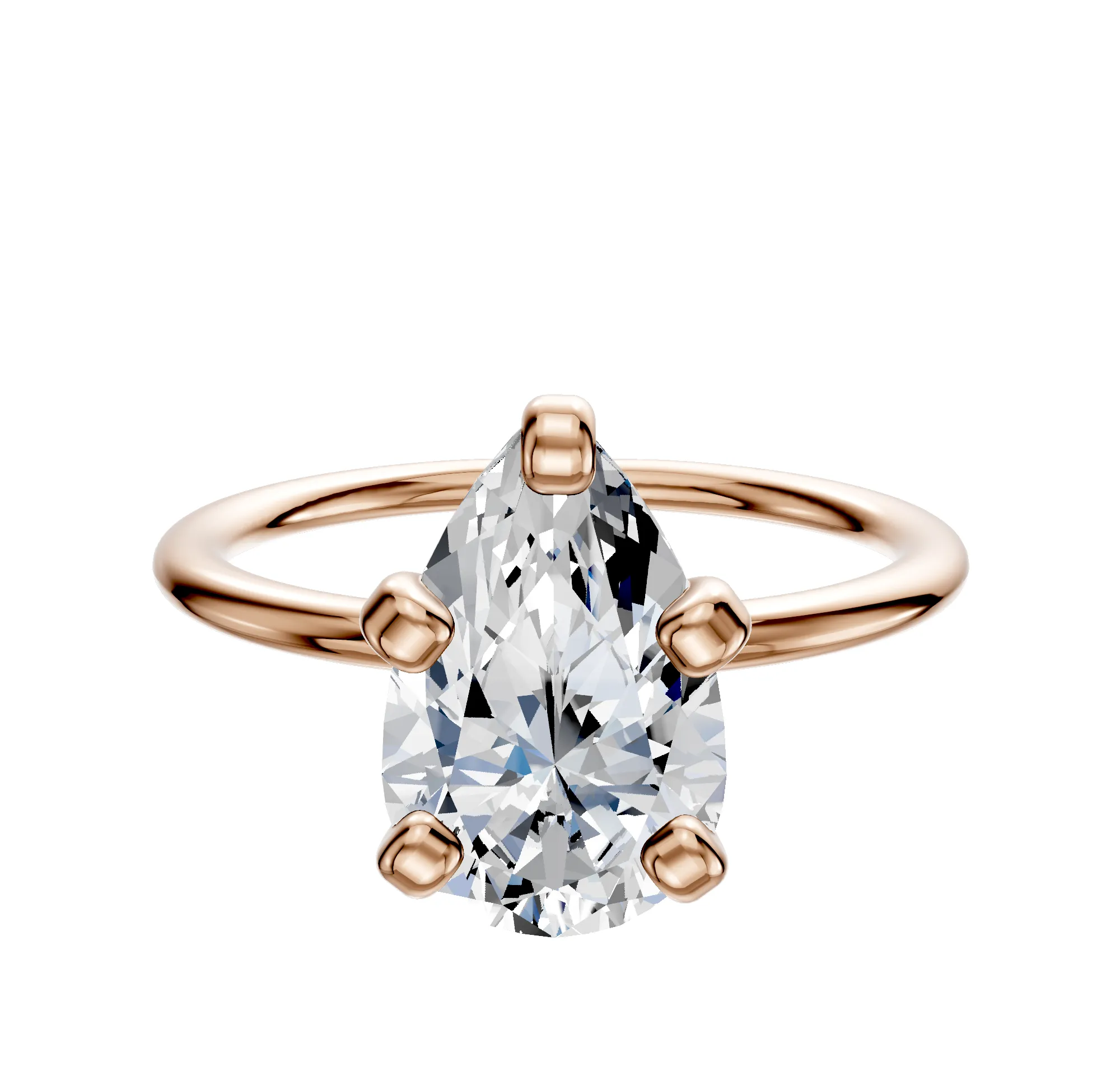 18K Rose Gold 4 Prong Classic Dome 1.5mm Engagement Ring sold by Promise By Effy