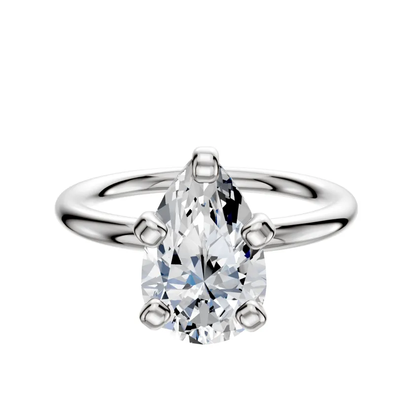 14K White Gold 4 Prong Classic Dome 2.0mm Engagement Ring sold by Promise By Effy