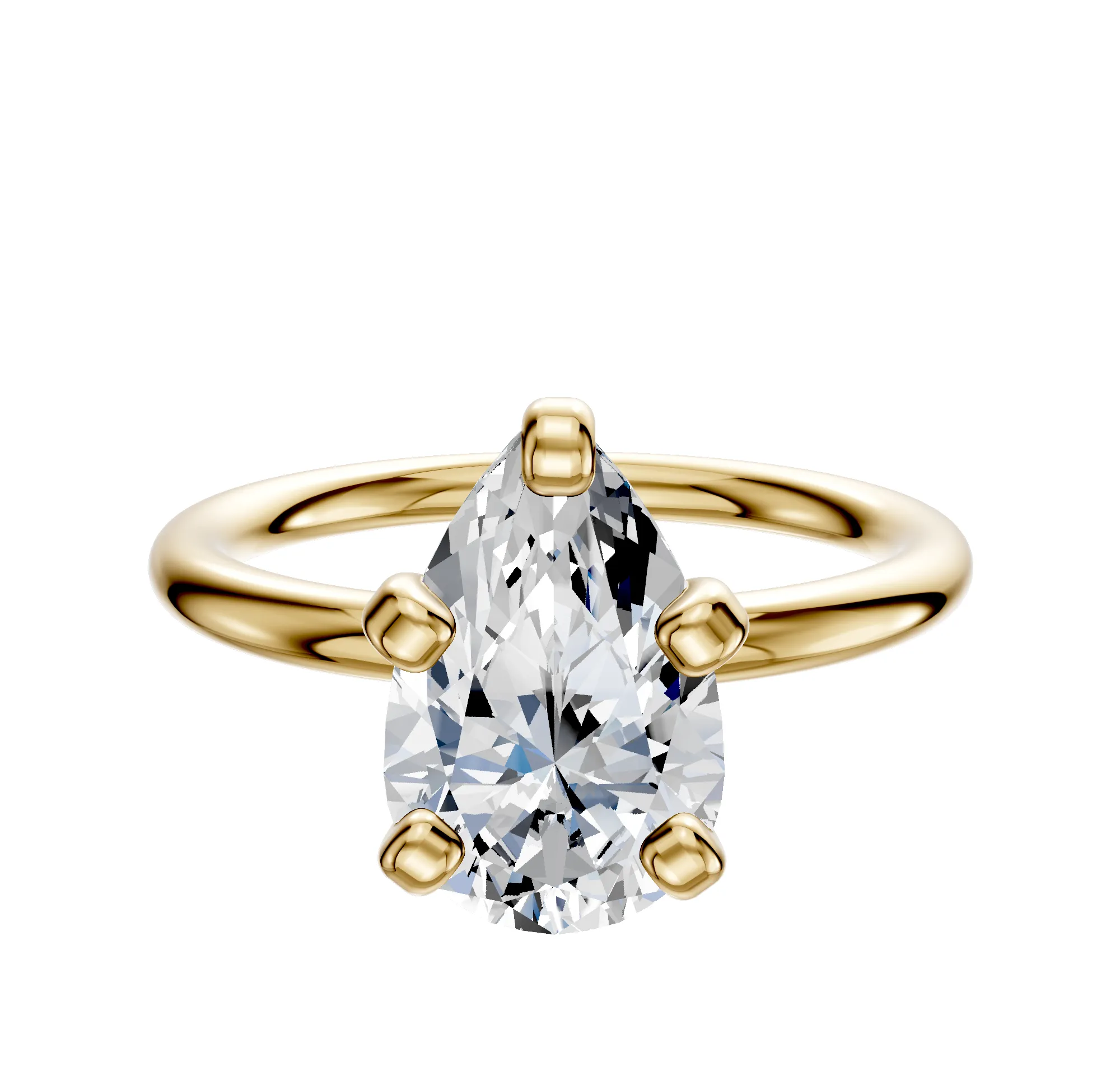 18K Yellow Gold 4 Prong Classic Dome 2.0mm Engagement Ring sold by Promise By Effy