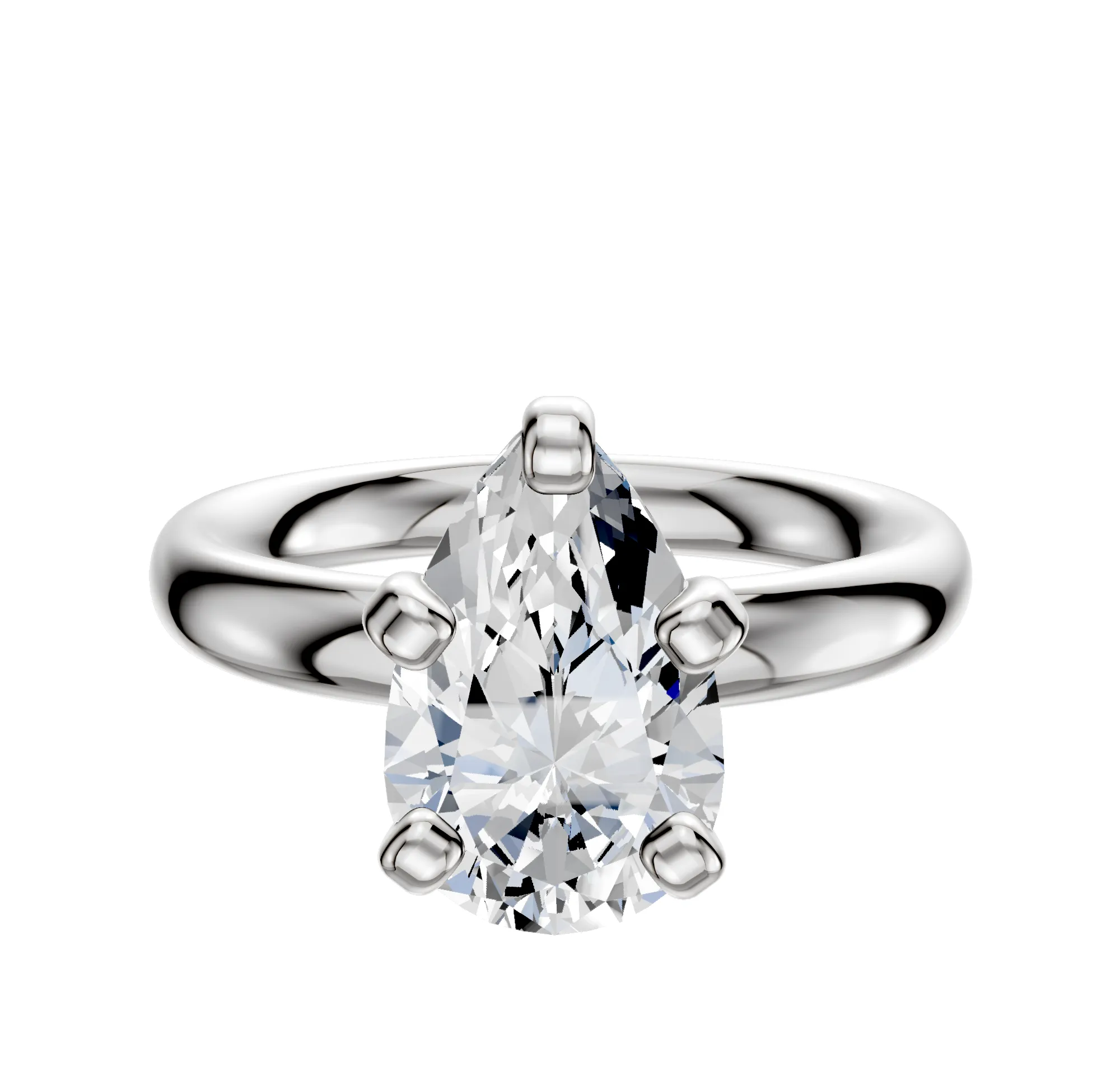 14K White Gold 4 Prong Classic Dome 3.0mm Engagement Ring sold by Promise By Effy
