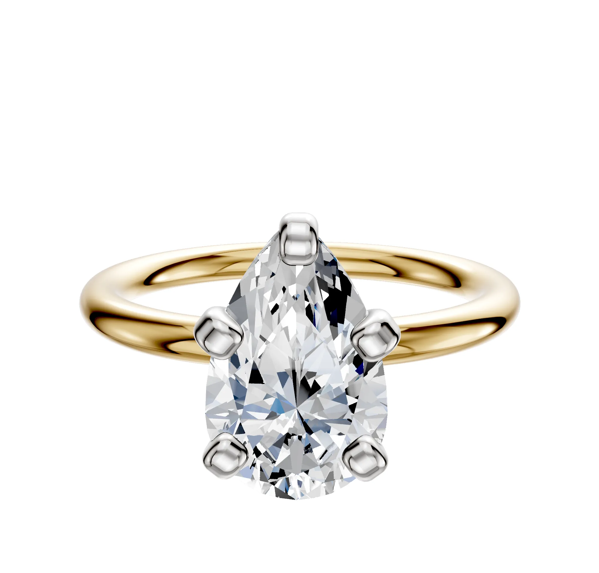 18K Two Tone 4 Prong Classic Dome 2.0mm Engagement Ring sold by Promise By Effy