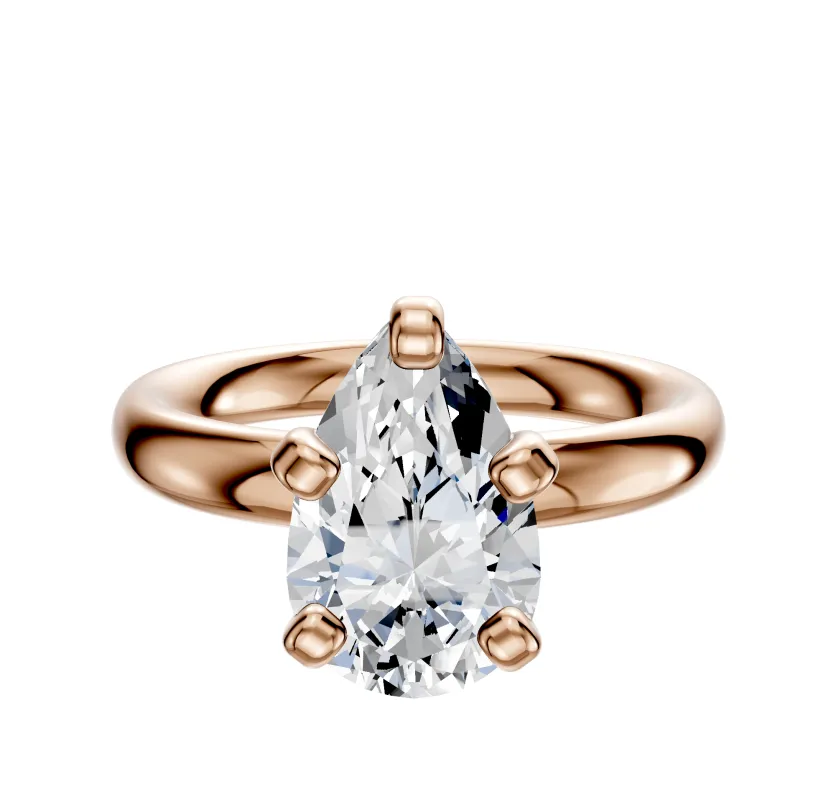 14K Rose Gold 4 Prong Classic Dome 3.0mm Engagement Ring sold by Promise By Effy