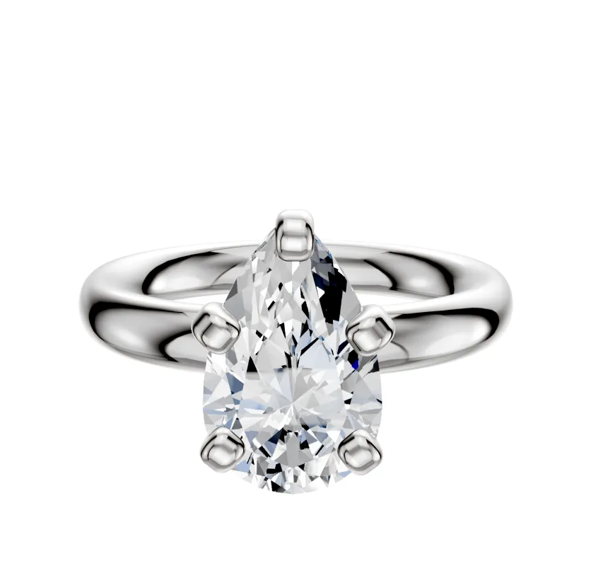 18K White Gold 4 Prong Classic Dome 3.0mm Engagement Ring sold by Promise By Effy