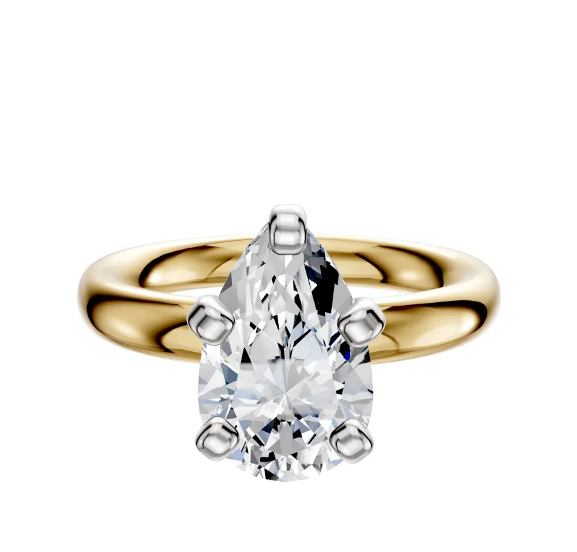 14K Two Tone 4 Prong Classic Dome 3.0mm Engagement Ring sold by Promise By Effy