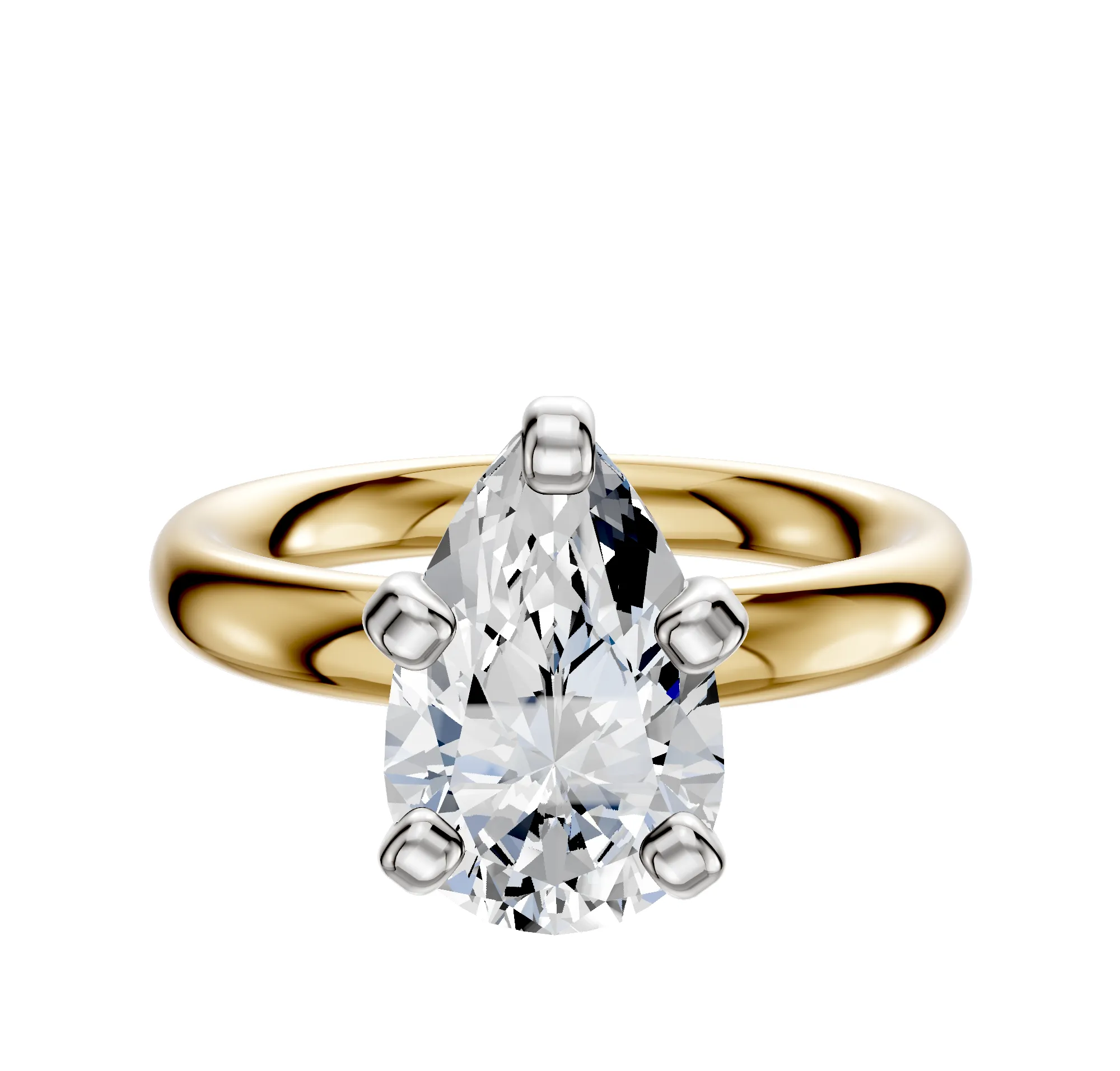 18K Two Tone 4 Prong Classic Dome 3.0mm Engagement Ring sold by Promise By Effy