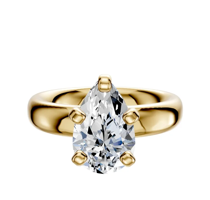 14K Yellow Gold 4 Prong Classic Dome 4.0mm Engagement Ring sold by Promise By Effy