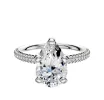 18K White Gold 4 Prong Classic Dome 3-Row-Pave 2.0mm Engagement Ring sold by Promise By Effy