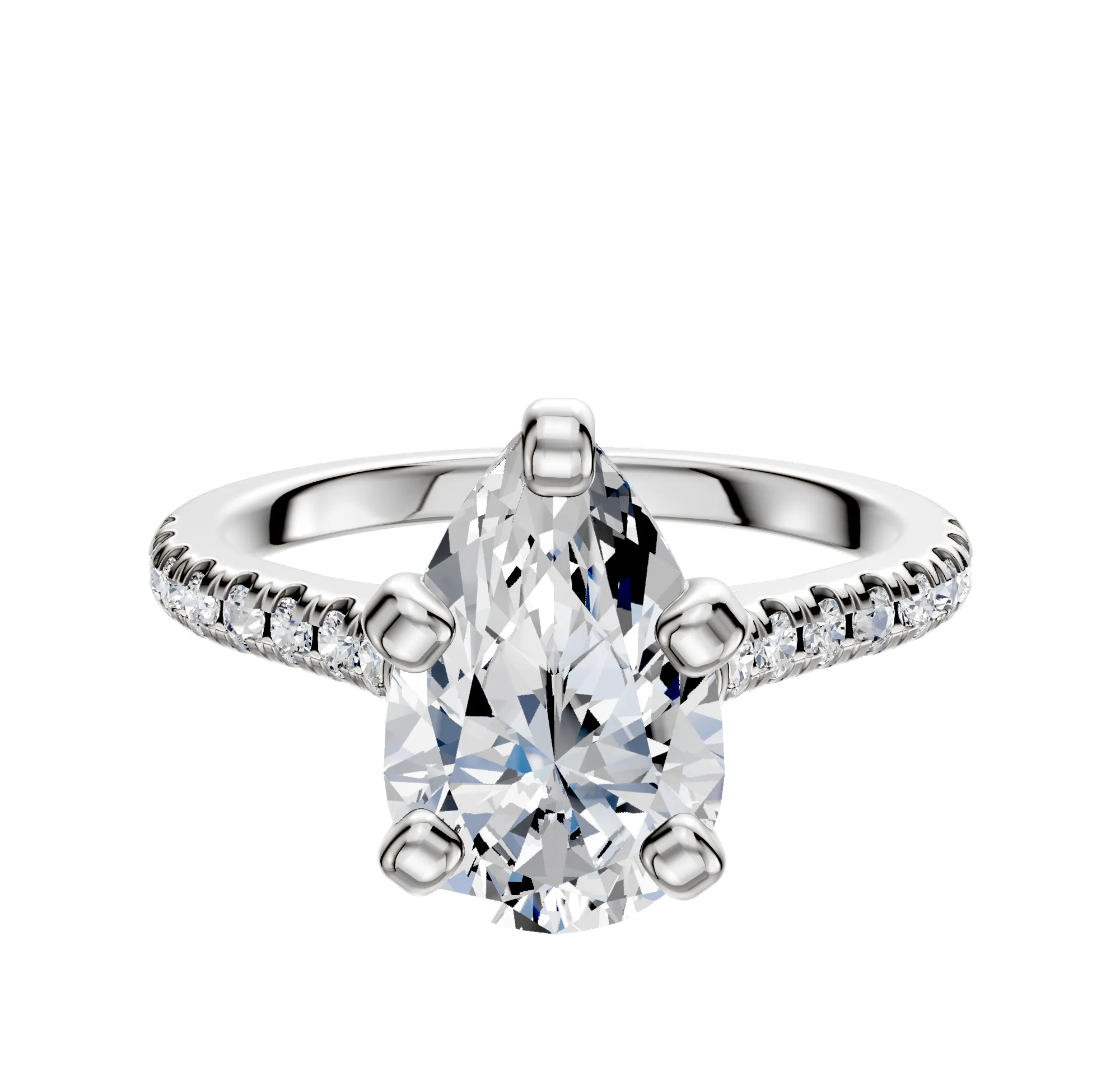 Platinum 4 Prong Cathedral Dome 1-Row-Pave 2.5mm Engagement Ring sold by Promise By Effy