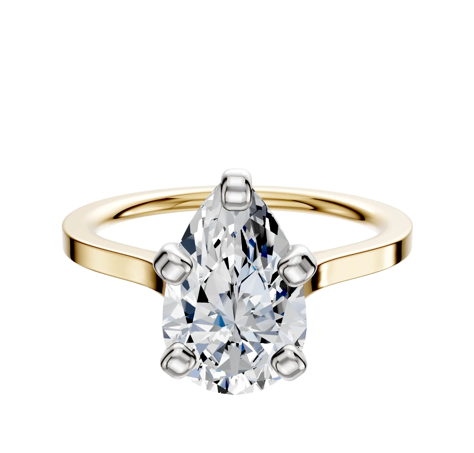 14K Two Tone 4 Prong Cathedral Flat 1.5mm Engagement Ring sold by Promise By Effy
