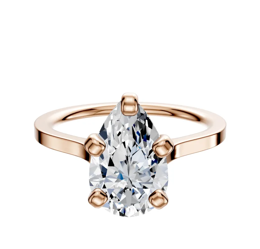 14K Rose Gold 4 Prong Cathedral Flat 1.5mm Engagement Ring sold by Promise By Effy
