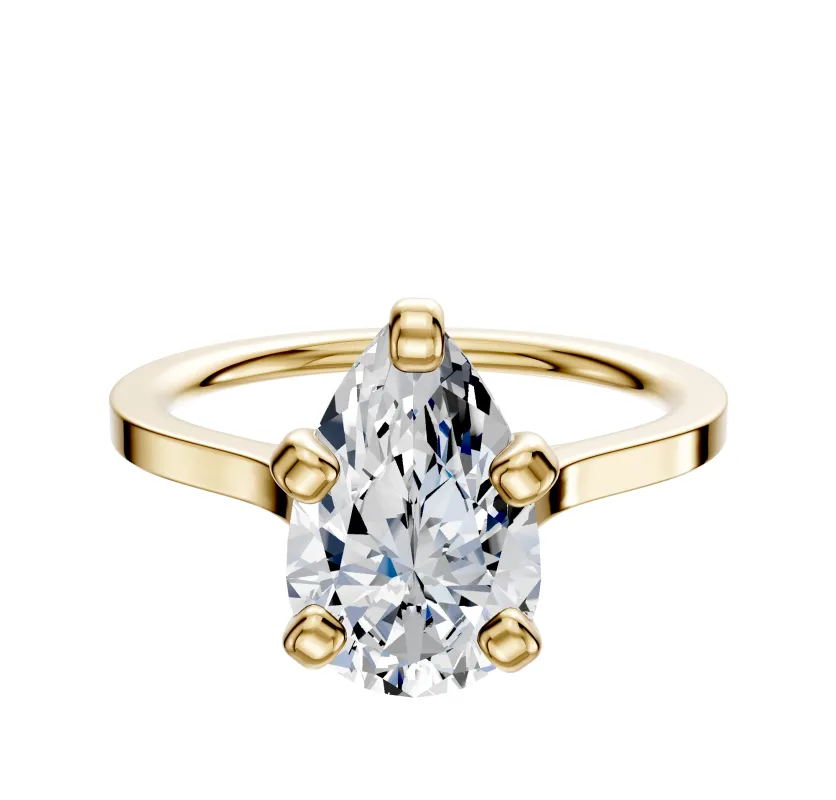 18K Yellow Gold 4 Prong Cathedral Flat 1.5mm Engagement Ring sold by Promise By Effy