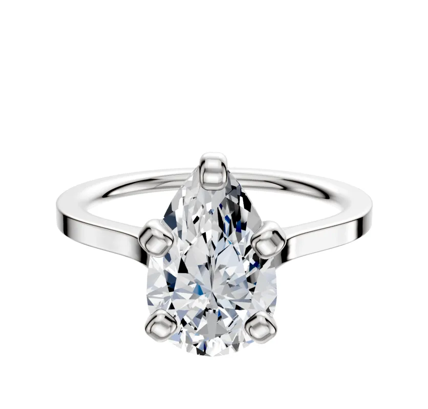 18K White Gold 4 Prong Cathedral Flat 1.5mm Engagement Ring sold by Promise By Effy