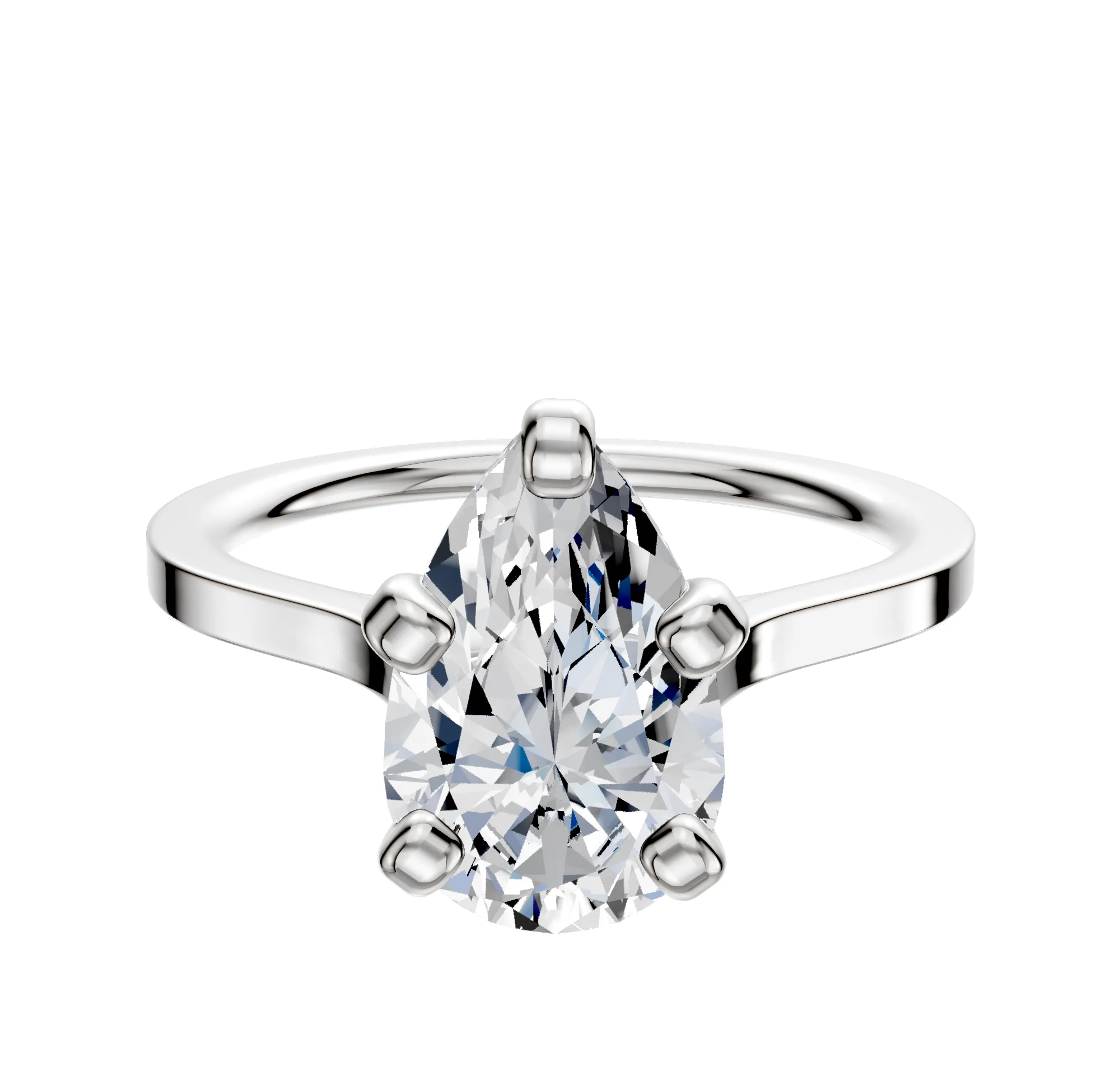 Platinum 4 Prong Cathedral Flat 1.5mm Engagement Ring sold by Promise By Effy