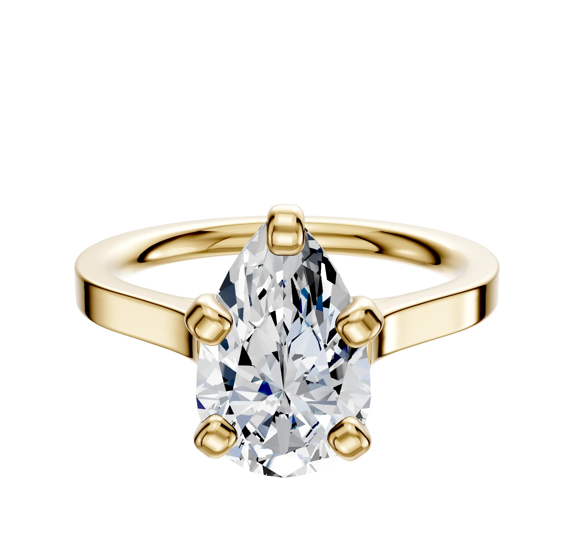 14K Yellow Gold 4 Prong Cathedral Flat 2.0mm Engagement Ring sold by Promise By Effy