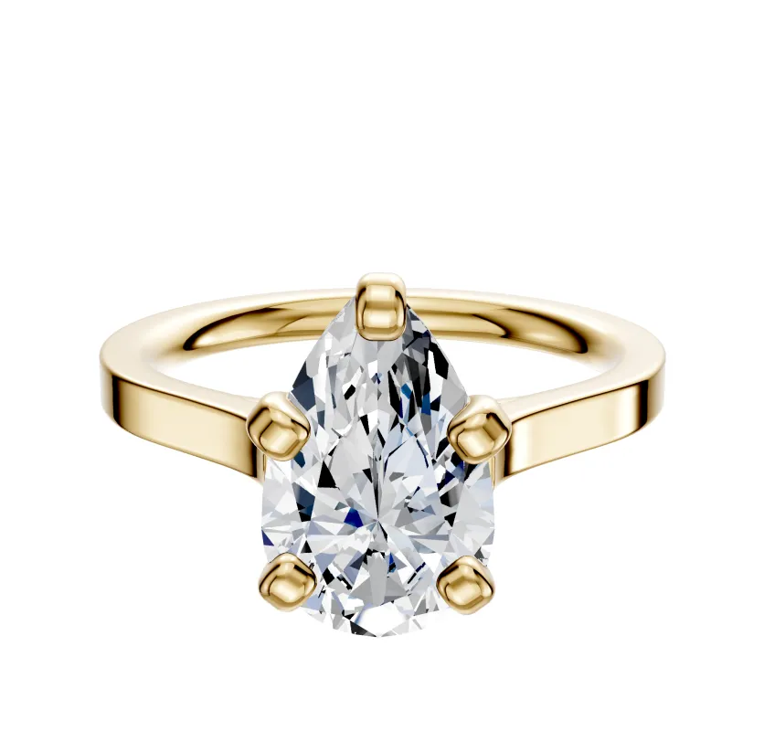 18K Yellow Gold 4 Prong Cathedral Flat 2.0mm Engagement Ring sold by Promise By Effy