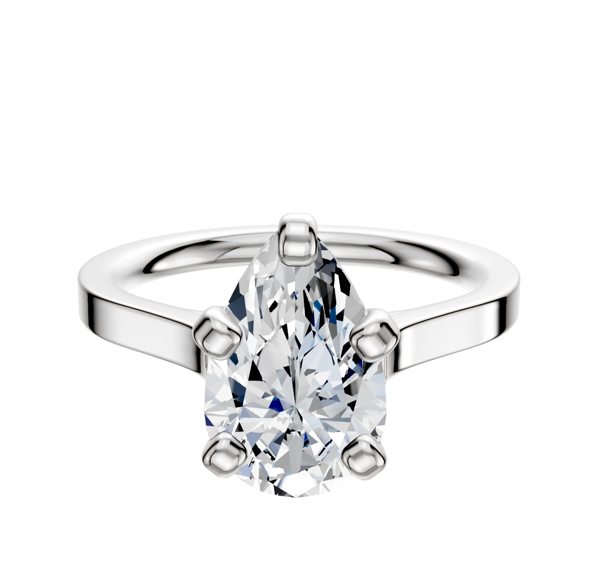 18K White Gold 4 Prong Cathedral Flat 2.0mm Engagement Ring sold by Promise By Effy