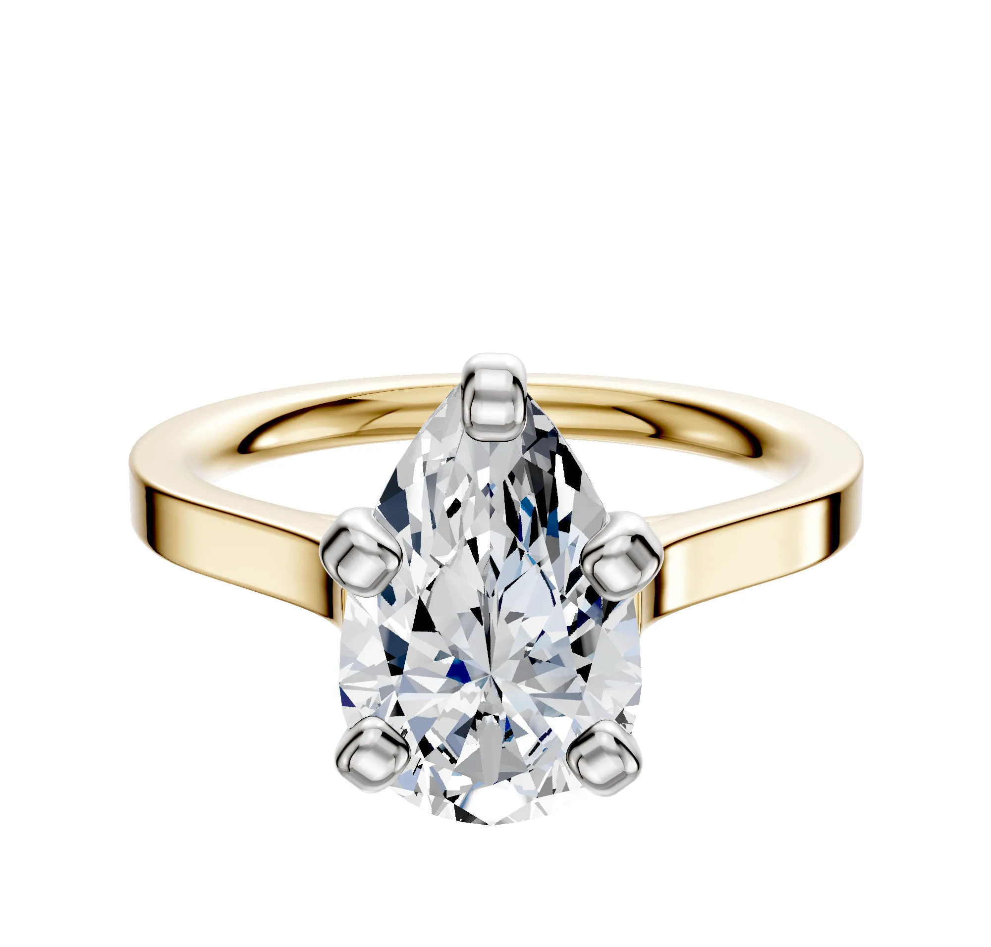 18K Two Tone 4 Prong Cathedral Flat 2.0mm Engagement Ring sold by Promise By Effy