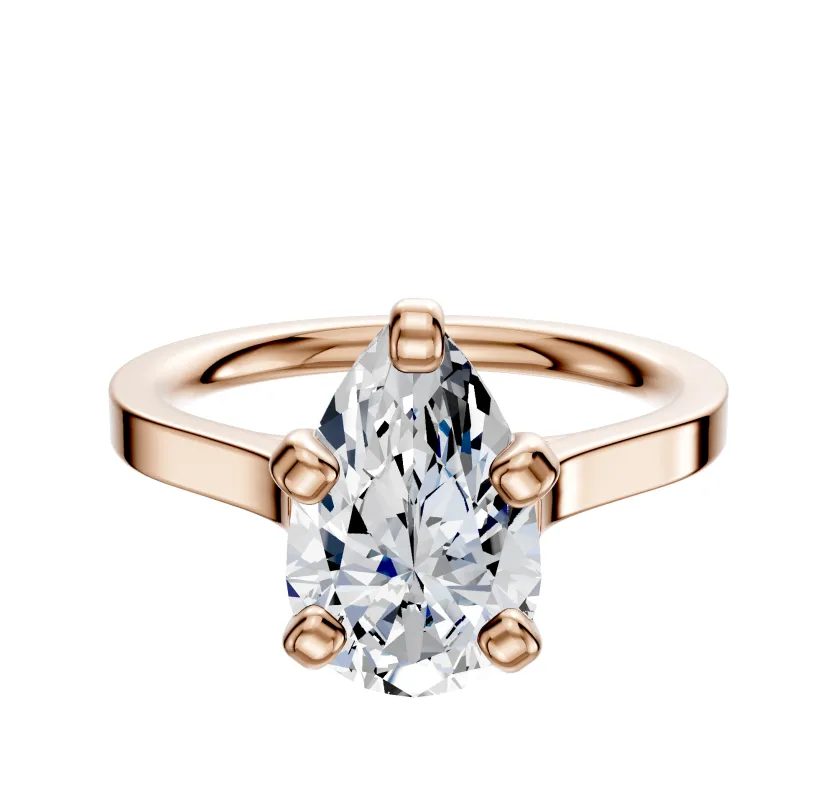 18K Rose Gold 4 Prong Cathedral Flat 2.0mm Engagement Ring sold by Promise By Effy