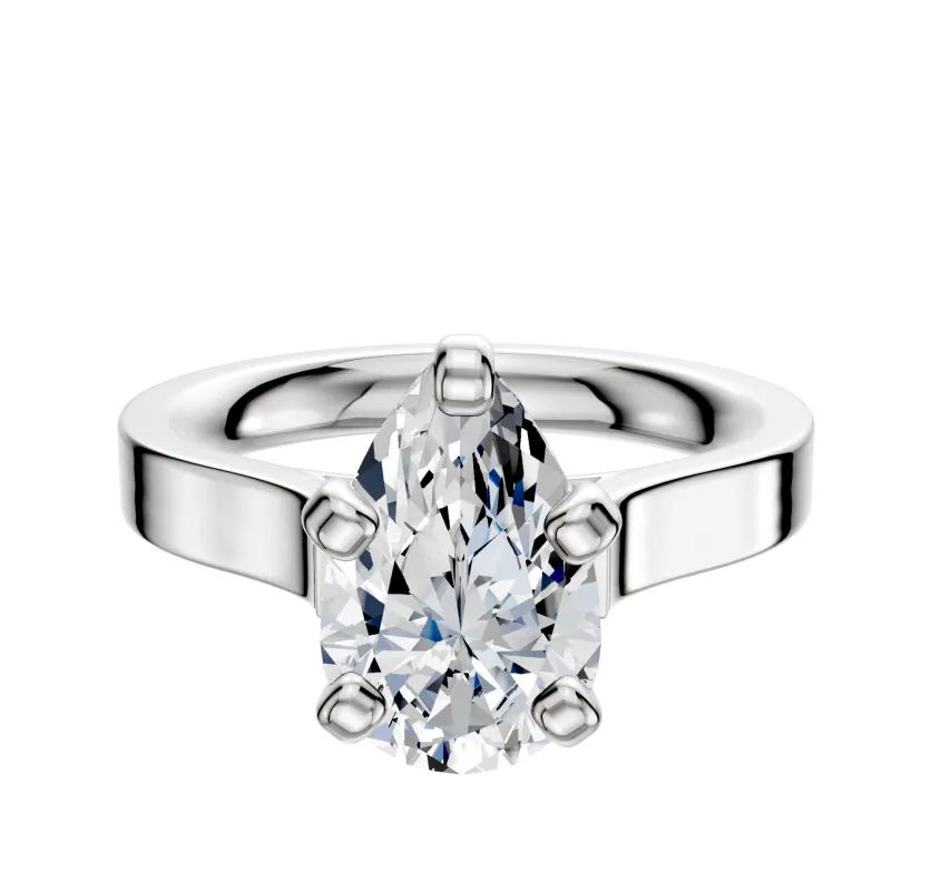 14K White Gold 4 Prong Cathedral Flat 3.0mm Engagement Ring sold by Promise By Effy