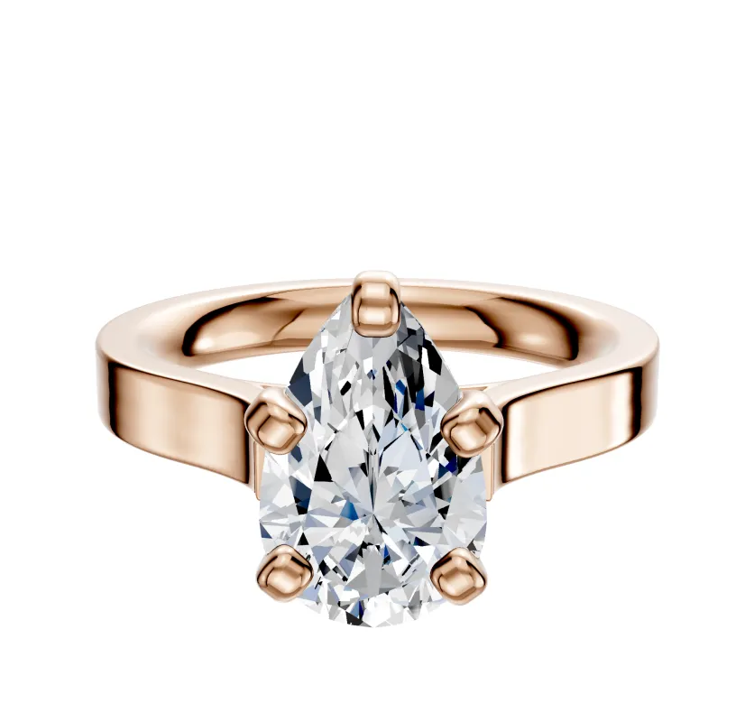 18K Rose Gold 4 Prong Cathedral Flat 3.0mm Engagement Ring sold by Promise By Effy