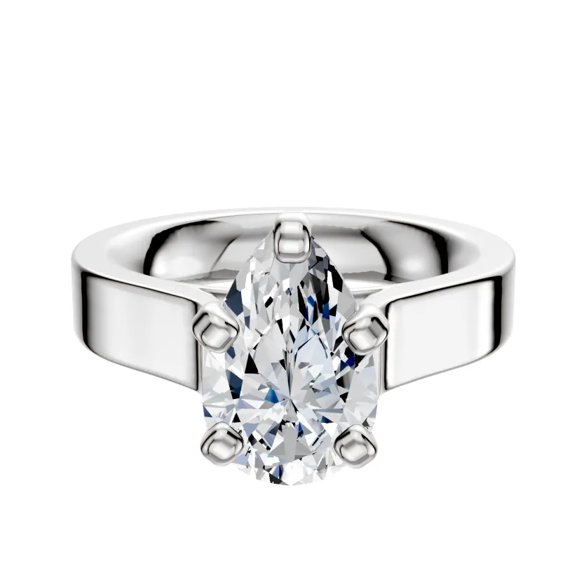 14K White Gold 4 Prong Cathedral Flat 4.0mm Engagement Ring sold by Promise By Effy