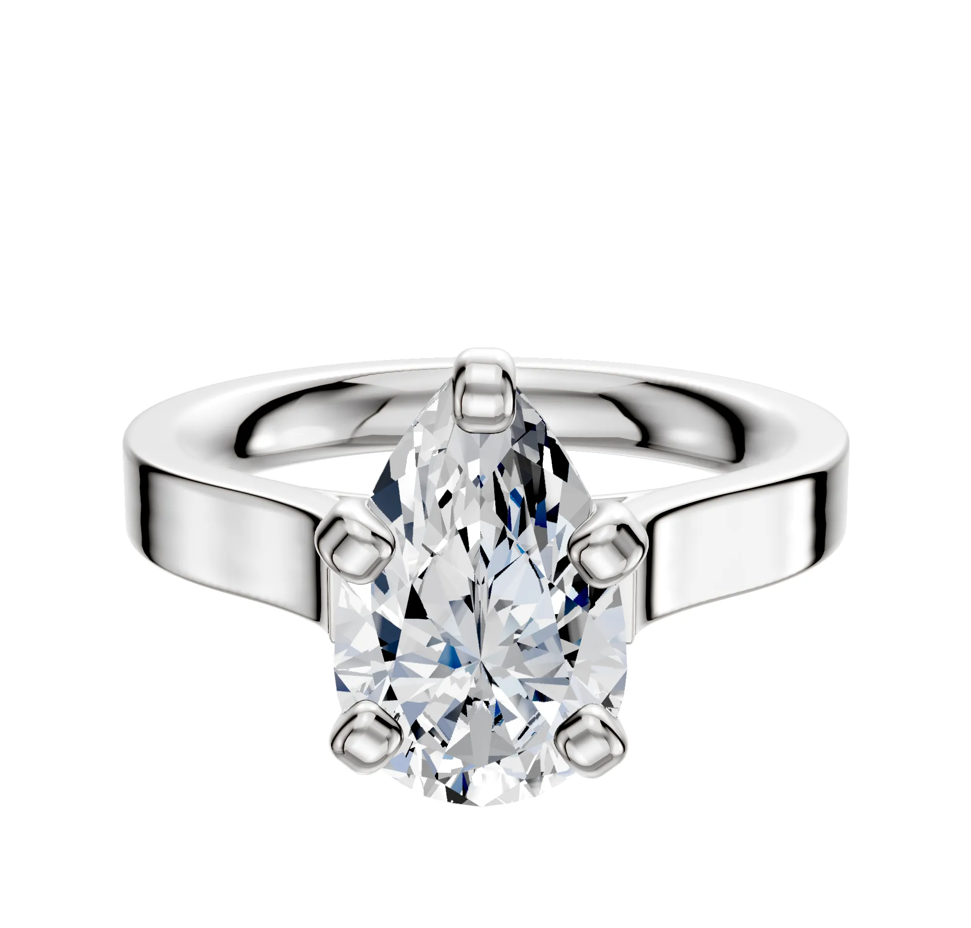 Platinum 4 Prong Cathedral Flat 3.0mm Engagement Ring sold by Promise By Effy