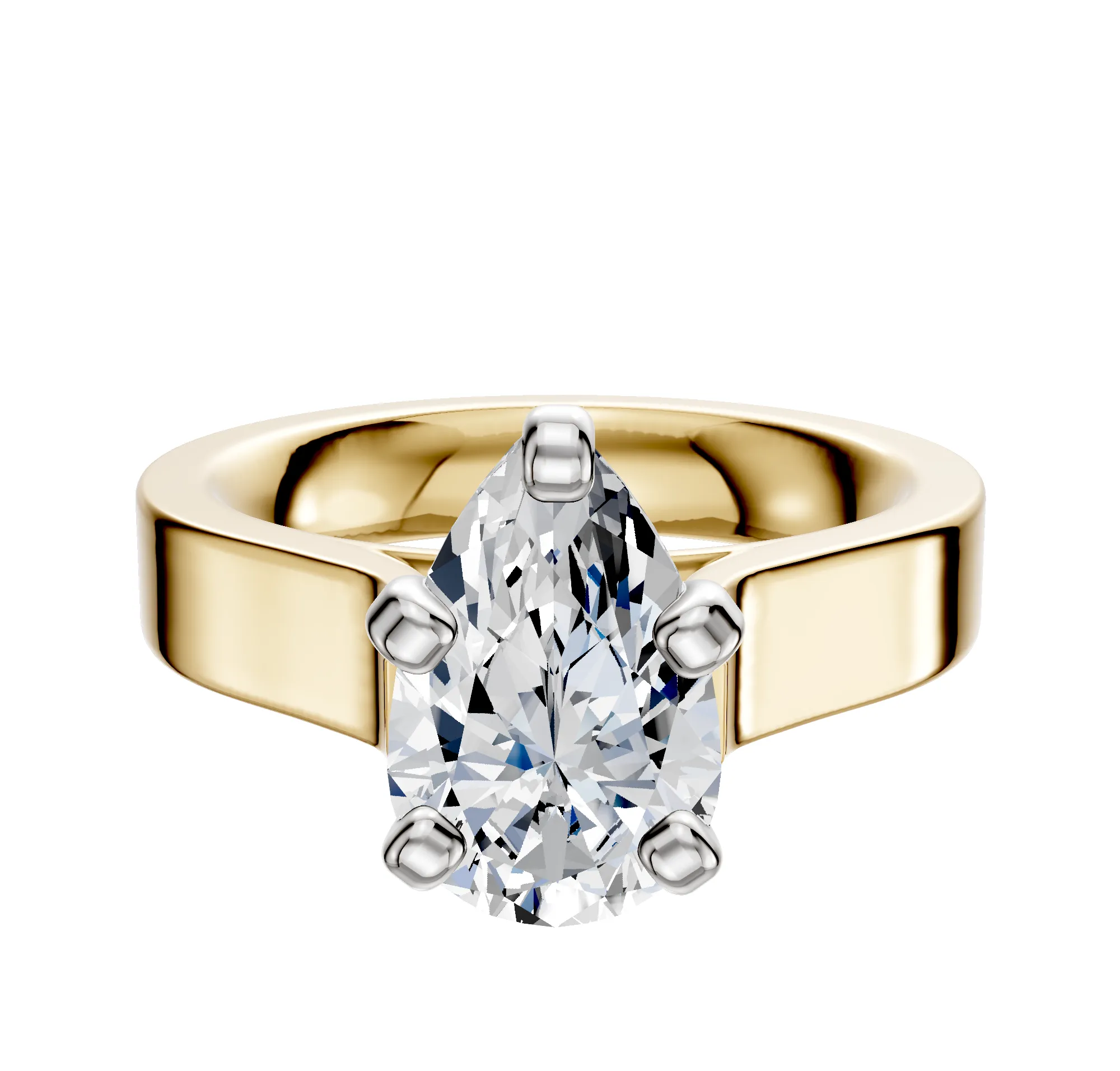 14K Two Tone 4 Prong Cathedral Flat 4.0mm Engagement Ring sold by Promise By Effy