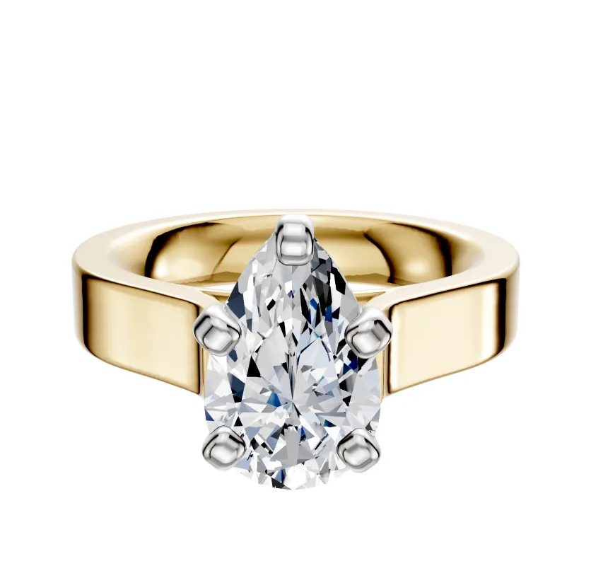 18K Two Tone 4 Prong Cathedral Flat 4.0mm Engagement Ring made by Promise By Effy