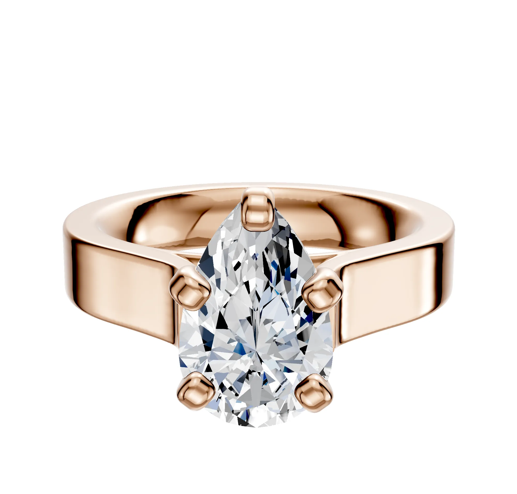18K Rose Gold 4 Prong Cathedral Flat 4.0mm Engagement Ring sold by Promise By Effy