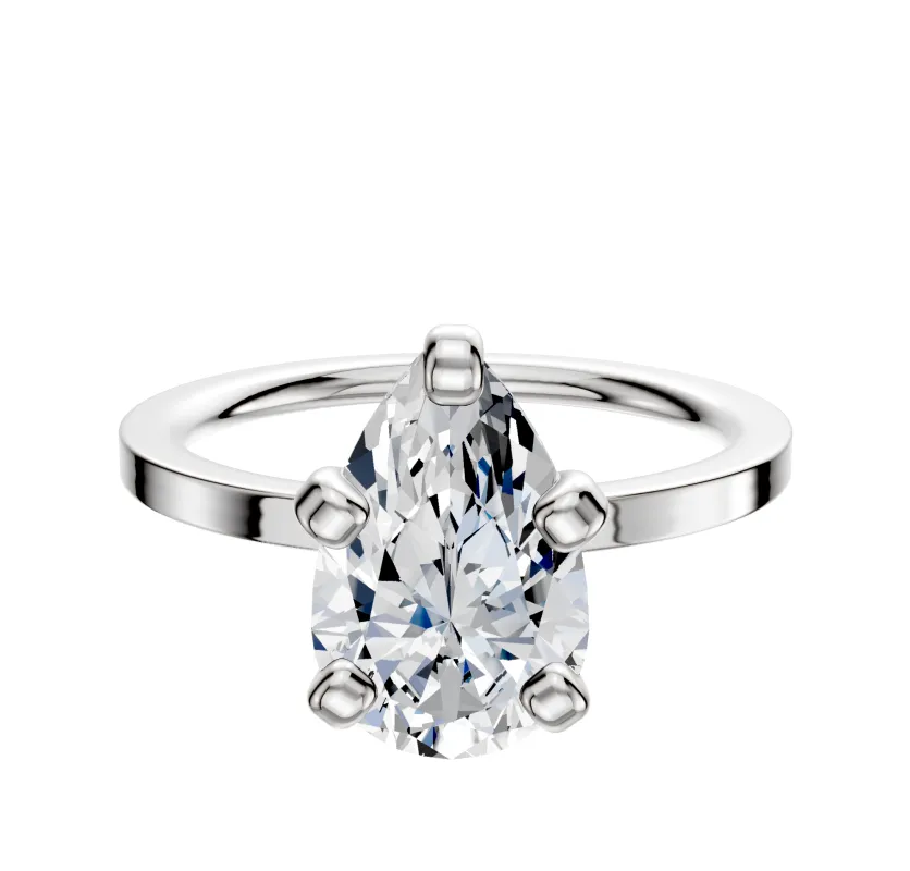 14K White Gold 4 Prong Classic Flat 1.5mm Engagement Ring sold by Promise By Effy