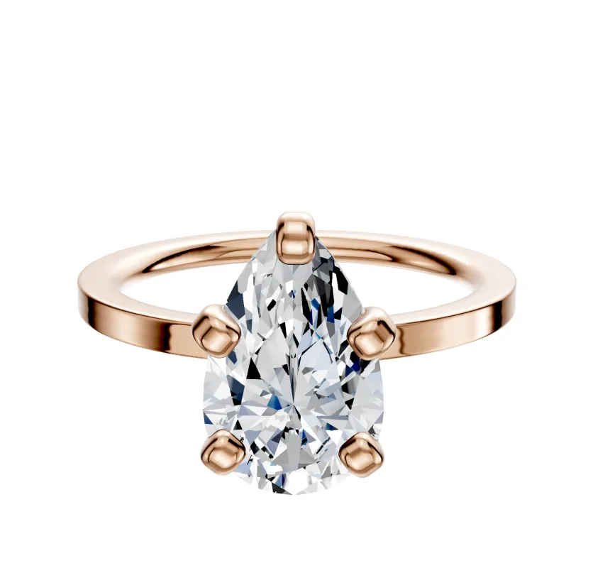 14K Rose Gold 4 Prong Classic Flat 1.5mm Engagement Ring sold by Promise By Effy