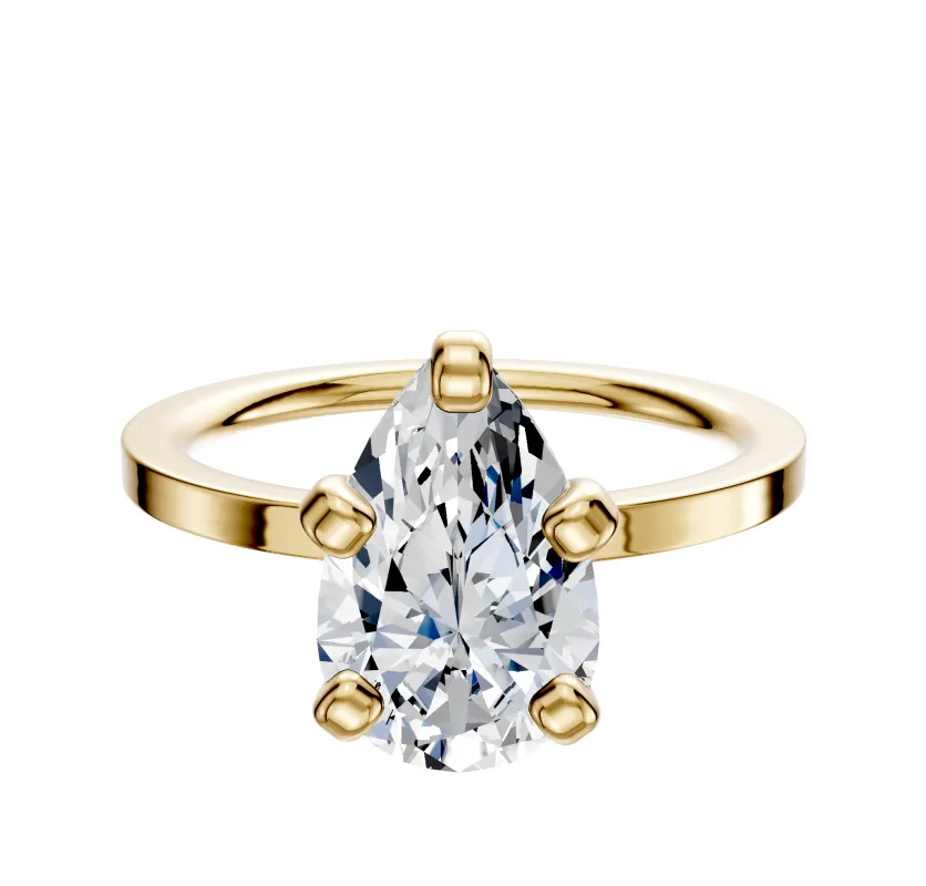 14K Yellow Gold 4 Prong Classic Flat 1.5mm Engagement Ring sold by Promise By Effy