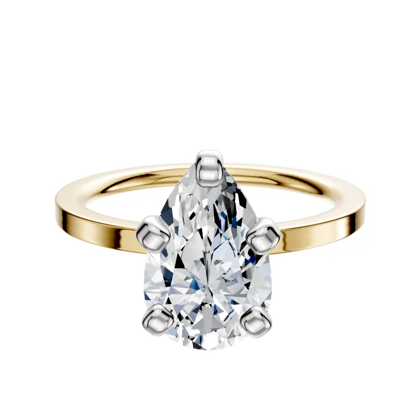 18K Two Tone 4 Prong Classic Flat 1.5mm Engagement Ring sold by Promise By Effy