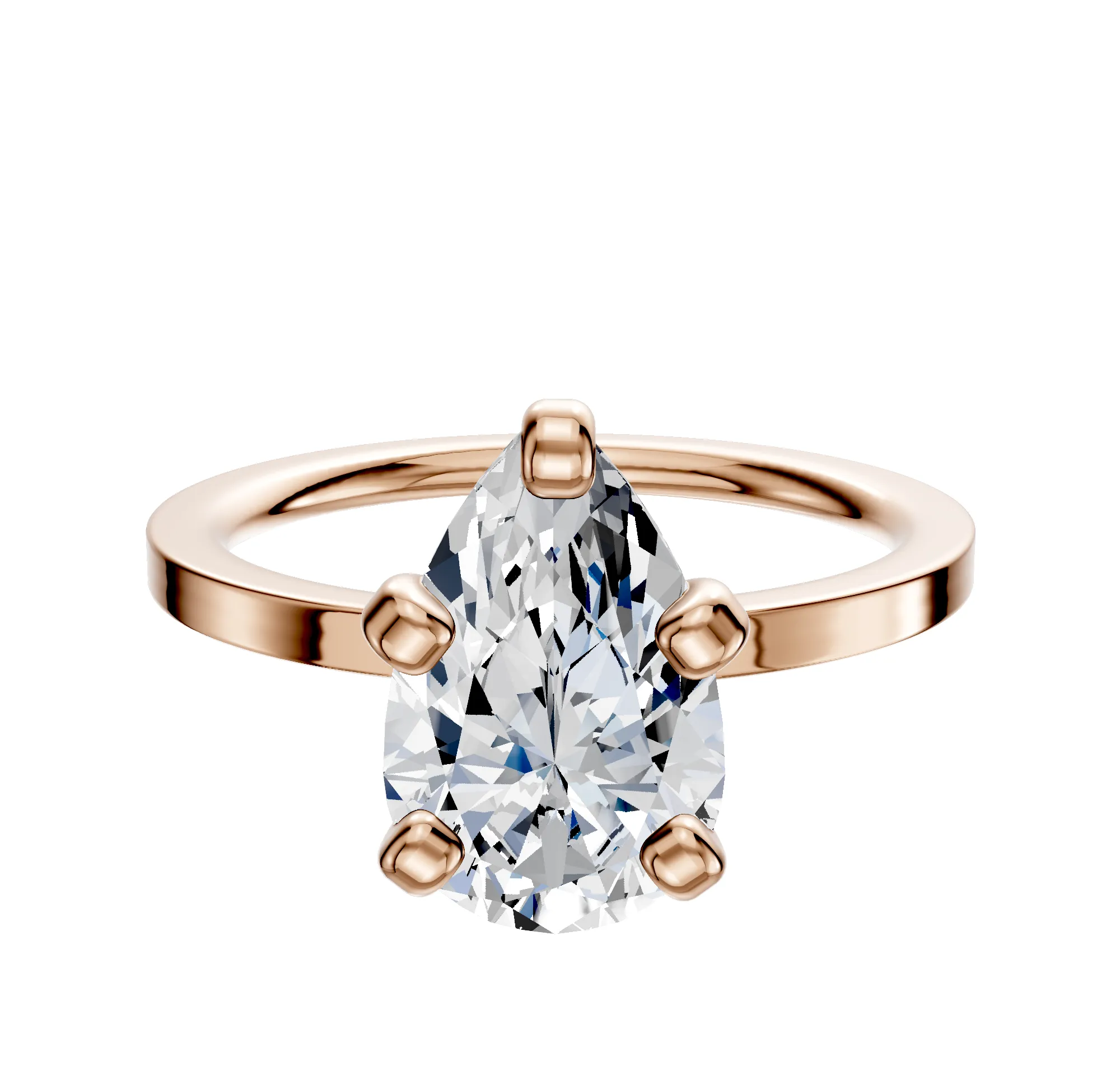 18K Rose Gold 4 Prong Classic Flat 1.5mm Engagement Ring sold by Promise By Effy