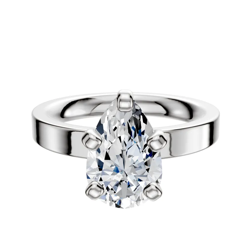 14K White Gold 4 Prong Classic Flat 3.0mm Engagement Ring sold by Promise By Effy