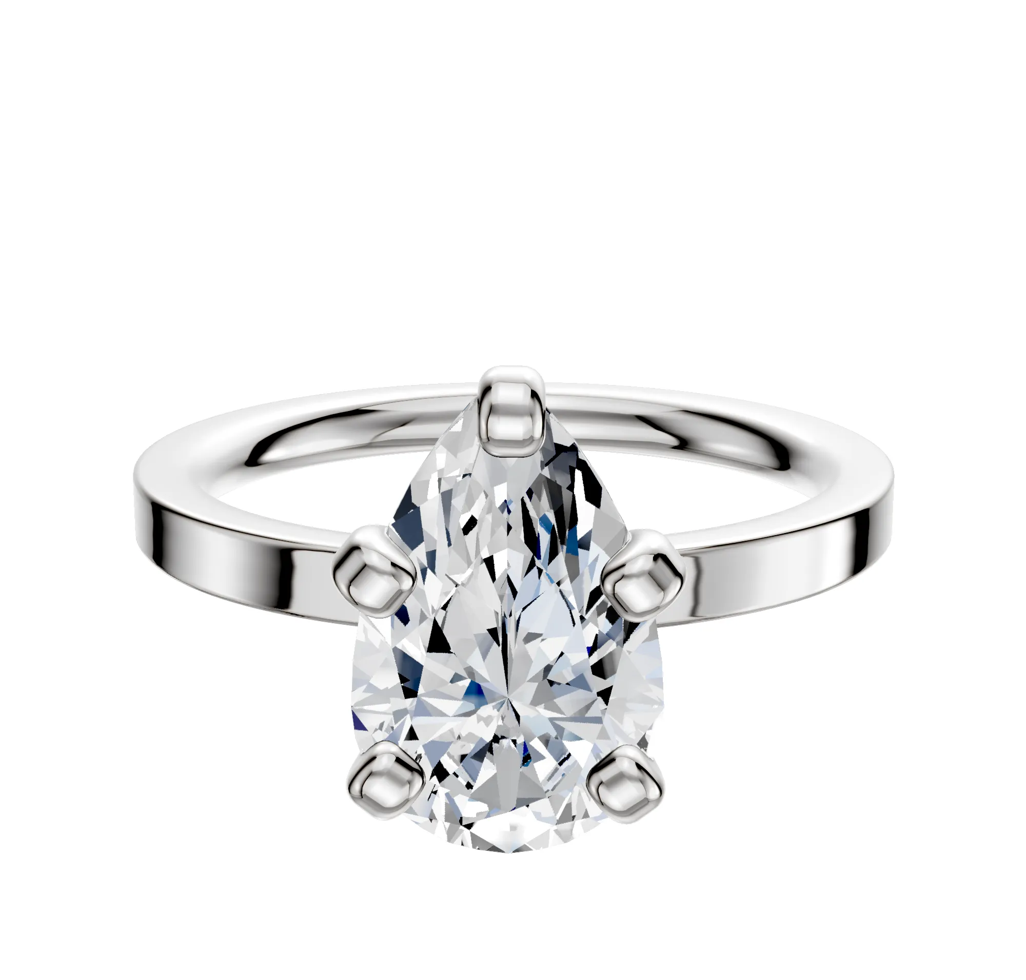 Platinum 4 Prong Classic Flat 2.0mm Engagement Ring sold by Promise By Effy