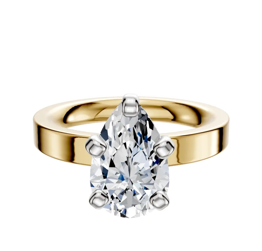 14K Two Tone 4 Prong Classic Flat 3.0mm Engagement Ring sold by Promise By Effy