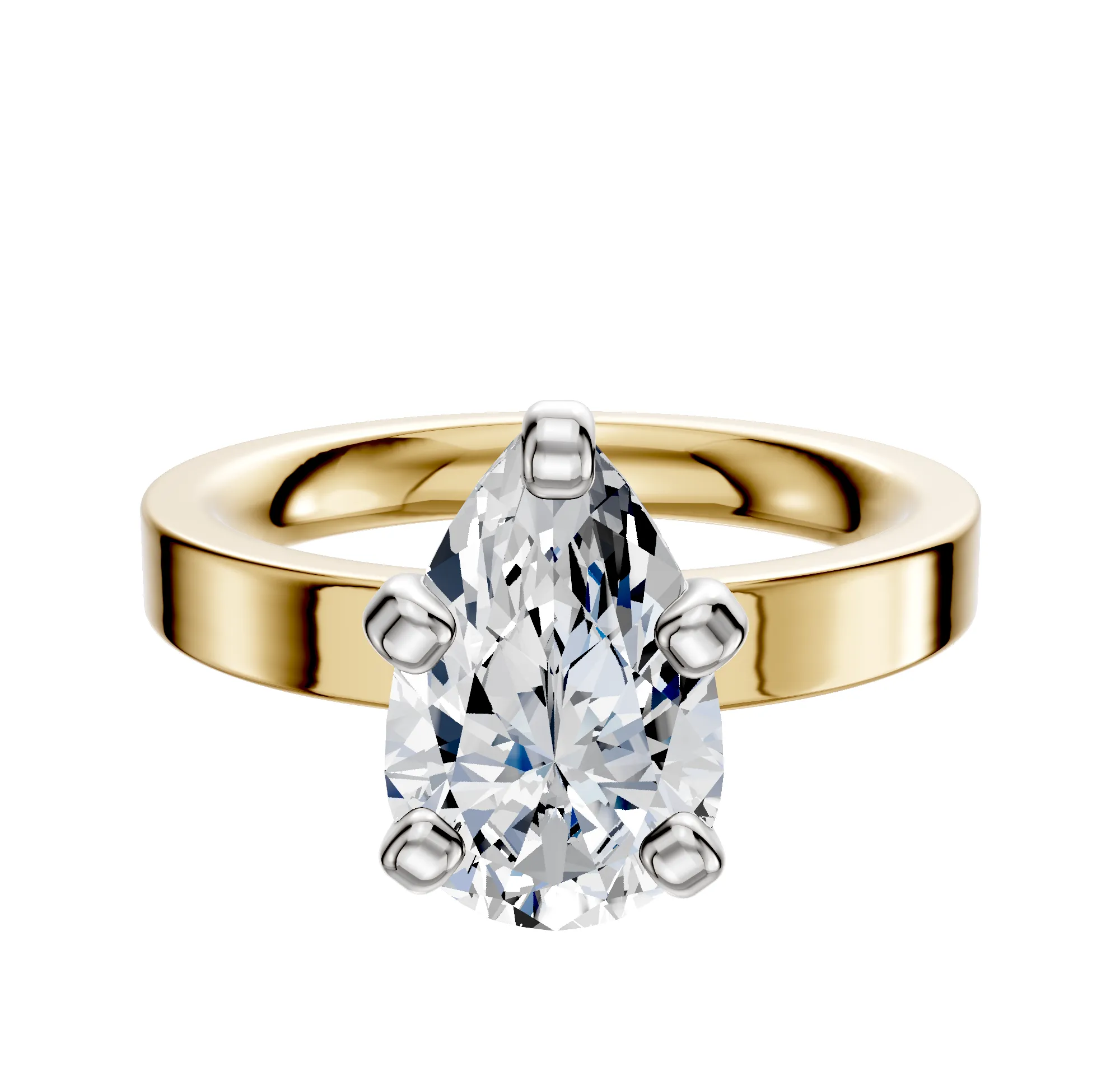 18K Two Tone 4 Prong Classic Flat 3.0mm Engagement Ring sold by Promise By Effy