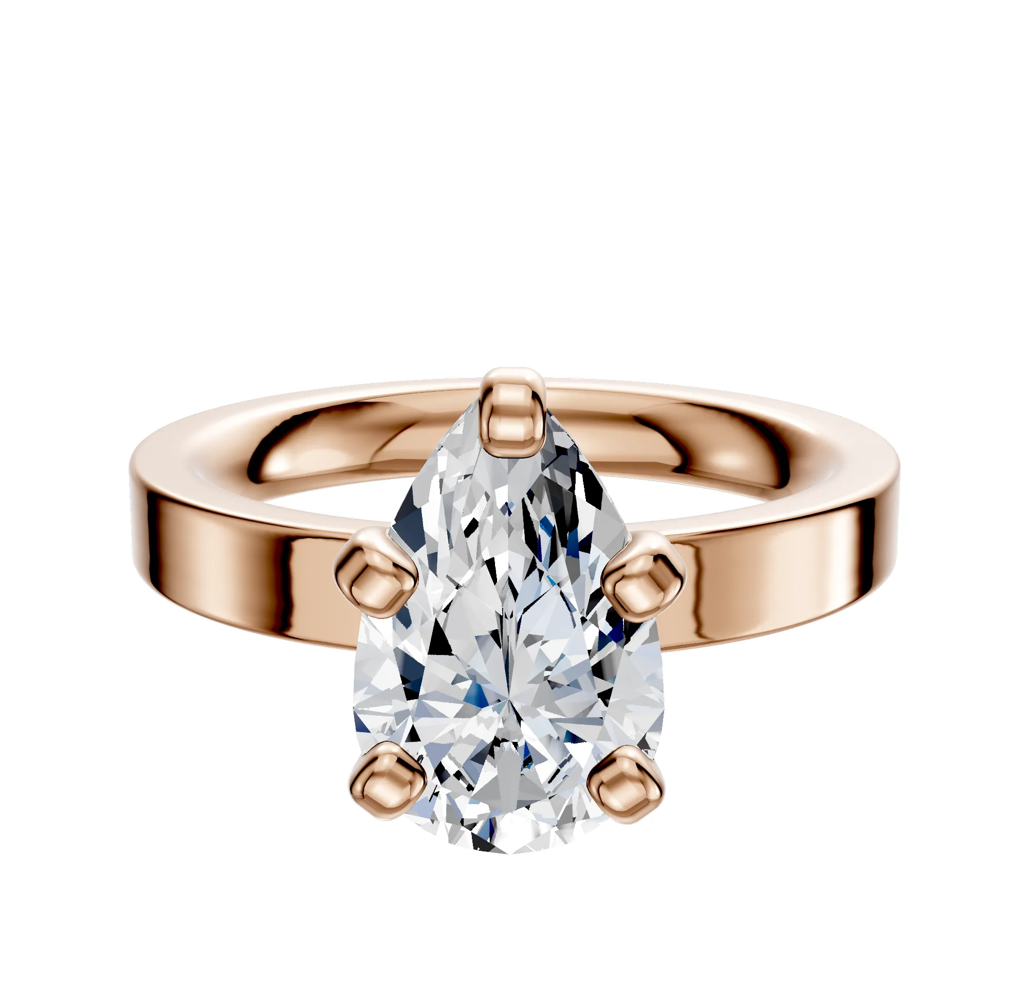 18K Rose Gold 4 Prong Classic Flat 3.0mm Engagement Ring sold by Promise By Effy