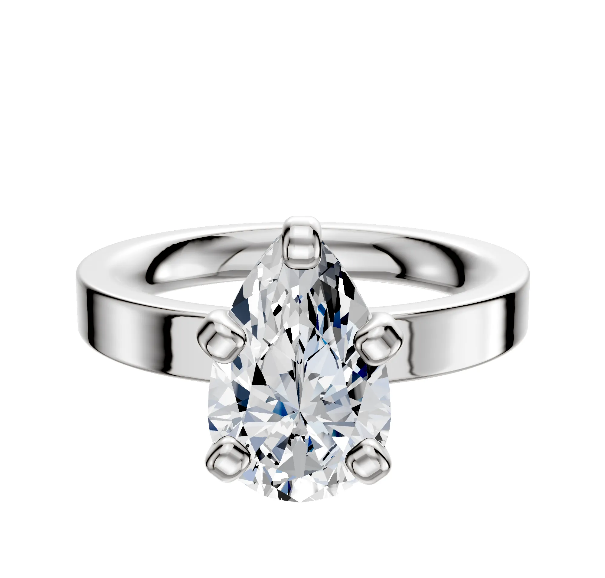 Platinum 4 Prong Classic Flat 3.0mm Engagement Ring sold by Promise By Effy