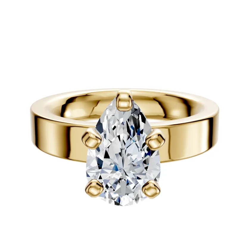18K Yellow Gold 4 Prong Classic Flat 4.0mm Engagement Ring sold by Promise By Effy