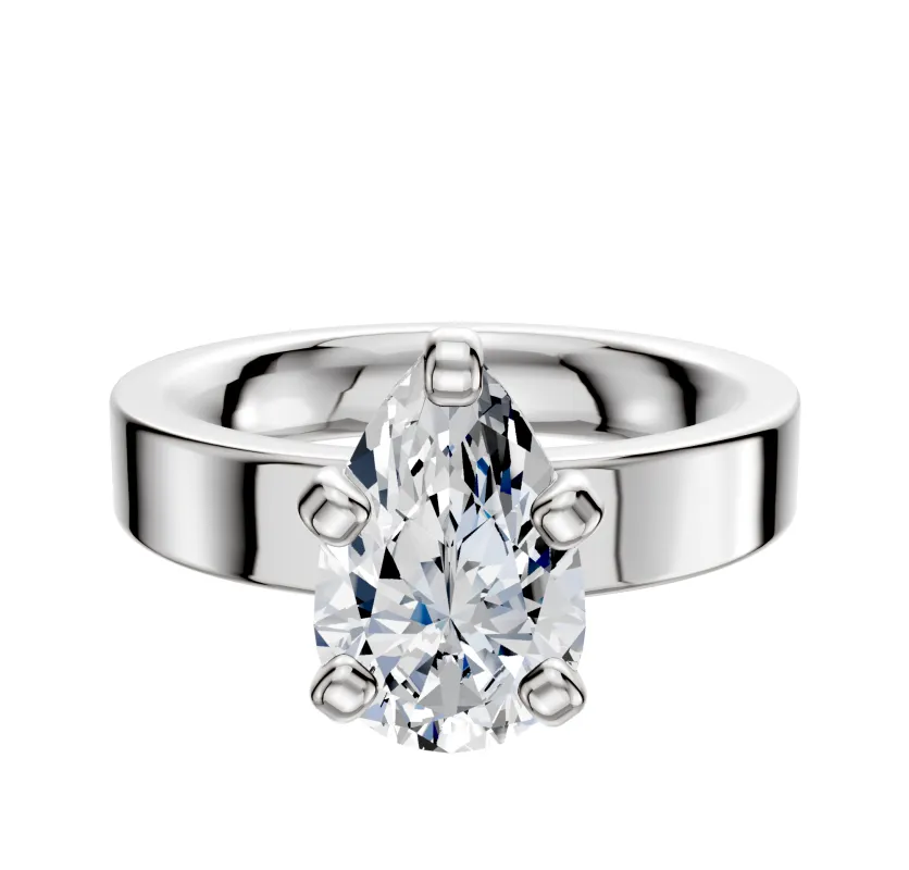 18K White Gold 4 Prong Classic Flat 4.0mm Engagement Ring sold by Promise By Effy