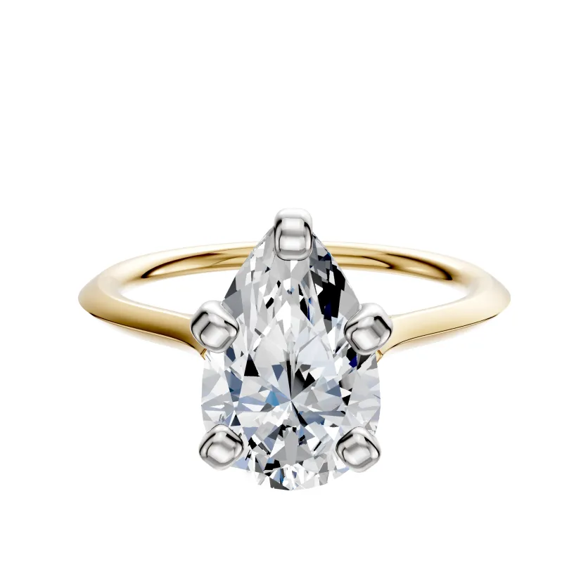 14K Two Tone 4 Prong Cathedral Knife Edge 1.5mm Engagement Ring sold by Promise By Effy