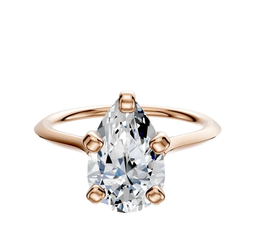 18K Rose Gold 4 Prong Cathedral Knife Edge 1.5mm Engagement Ring sold by Promise By Effy