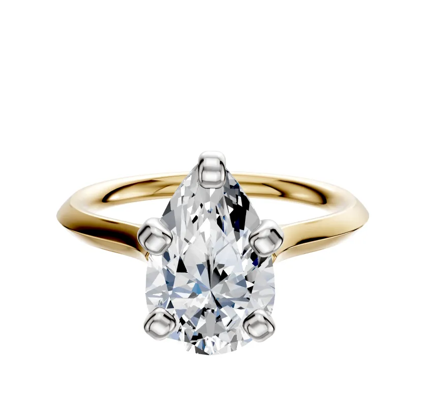 14K Two Tone 4 Prong Cathedral Knife Edge 2.0mm Engagement Ring sold by Promise By Effy