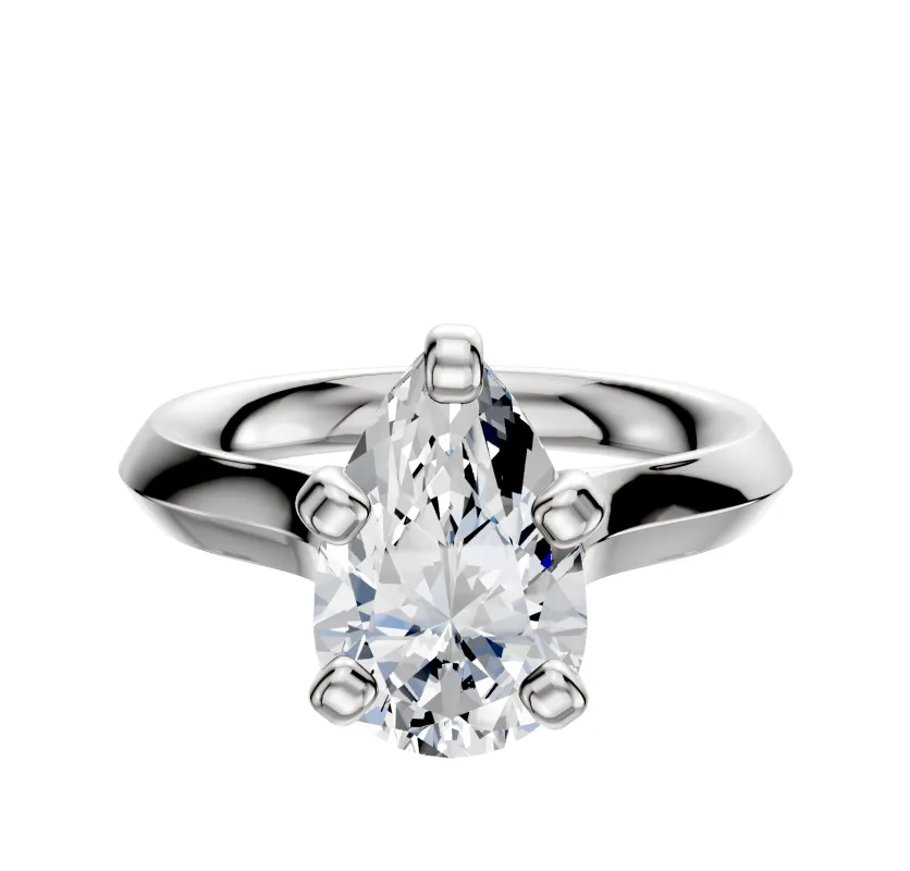 14K White Gold 4 Prong Cathedral Knife Edge 3.0mm Engagement Ring sold by Promise By Effy