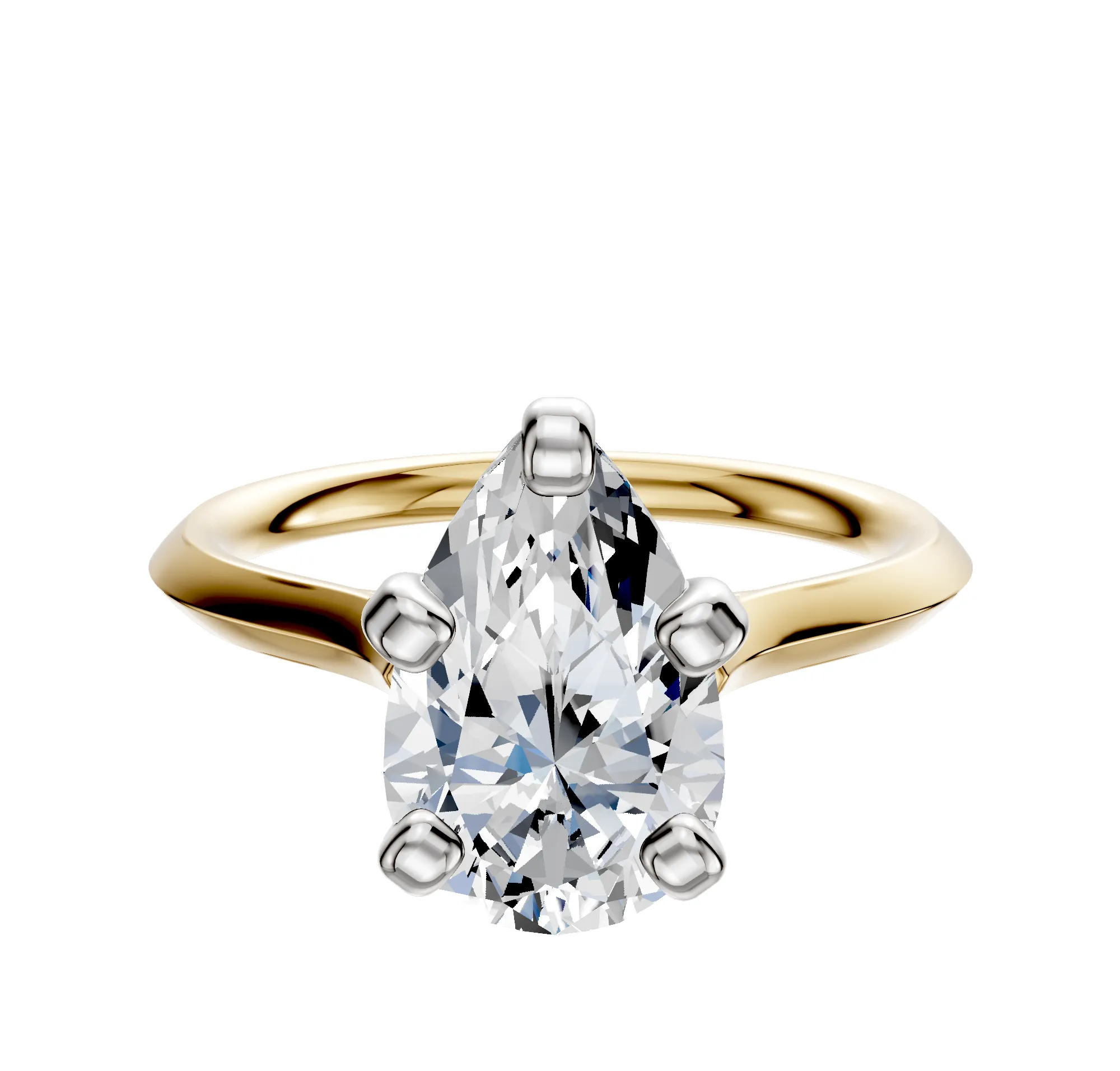 18K Two Tone 4 Prong Cathedral Knife Edge 2.0mm Engagement Ring sold by Promise By Effy